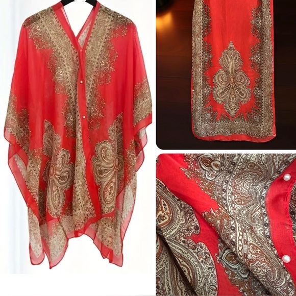 Lightweight Chiffon Peplum Shawl Scarf Jacquard Beach Cover-Up - Picture 1 of 10